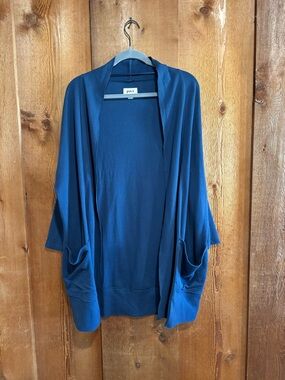 Pact 100% Organic Cotton Pocket Cardigan Slouchy Slate Blue XS S Yoga Preppy